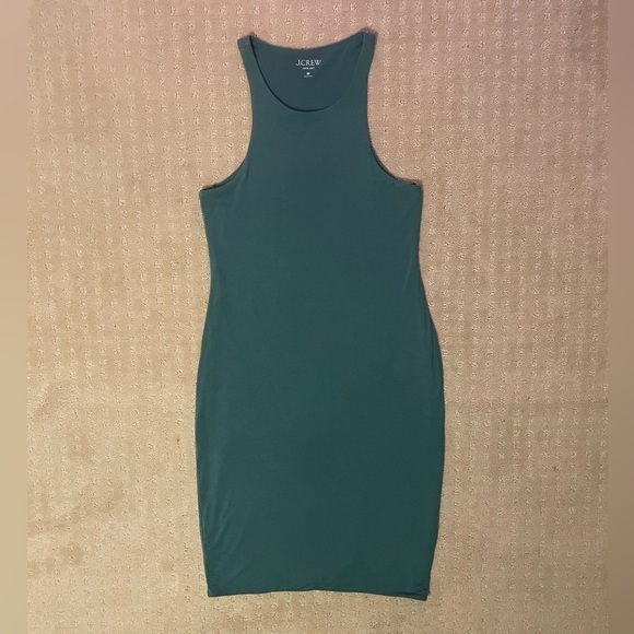 J. Crew Form Knit High-Neck Cutaway Midi Dress, Sz. Med, Teal - Picture 6 of 10
